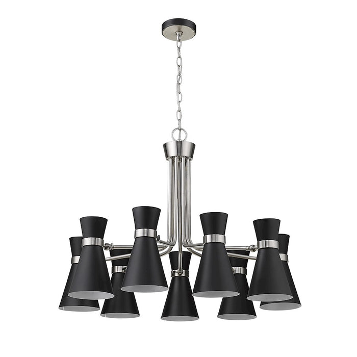 Z-Lite Soriano 9 Light 24" Chandelier, Black/Brushed Nickel/Black