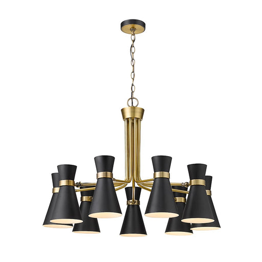 Z-Lite Soriano 9 Light 24" Chandelier, Black/Heritage Brass, Black - 728-9MB-HBR