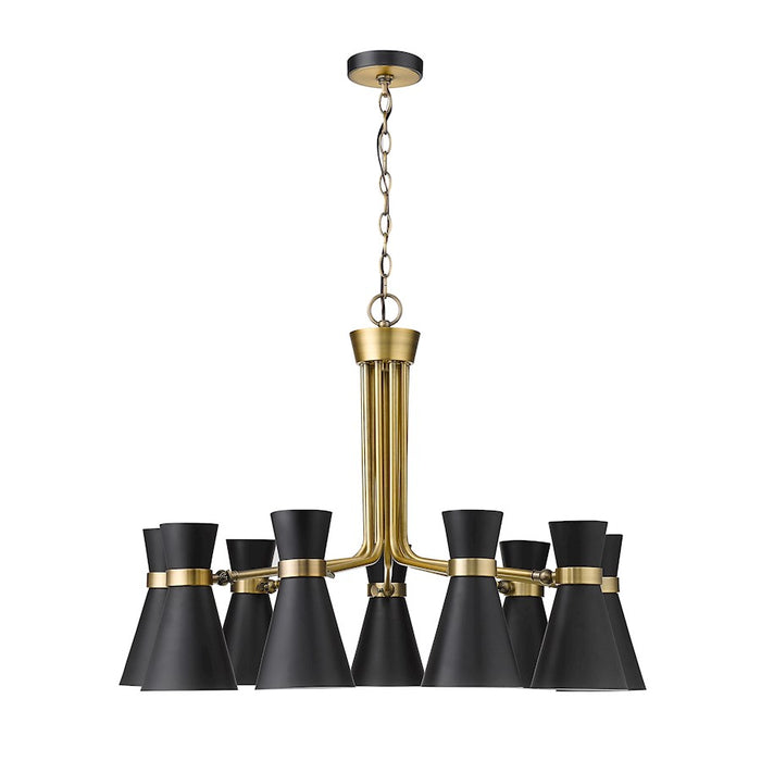 Z-Lite Soriano 9 Light 24" Chandelier, Black/Heritage Brass/Black