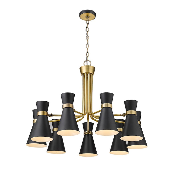 Z-Lite Soriano 9 Light 24" Chandelier, Black/Heritage Brass/Black
