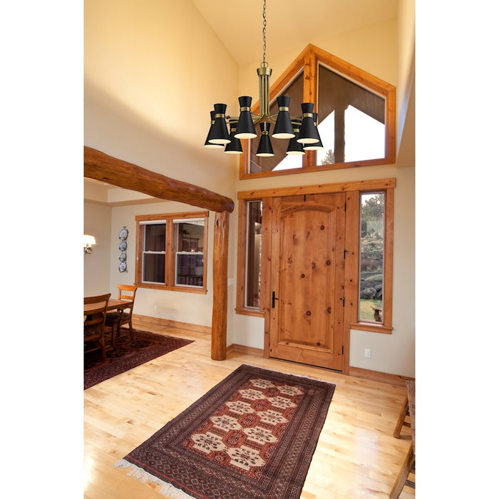Z-Lite Soriano 9 Light 24" Chandelier, Black/Heritage Brass/Black