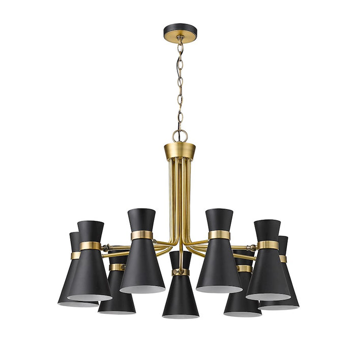 Z-Lite Soriano 9 Light 24" Chandelier, Black/Heritage Brass/Black