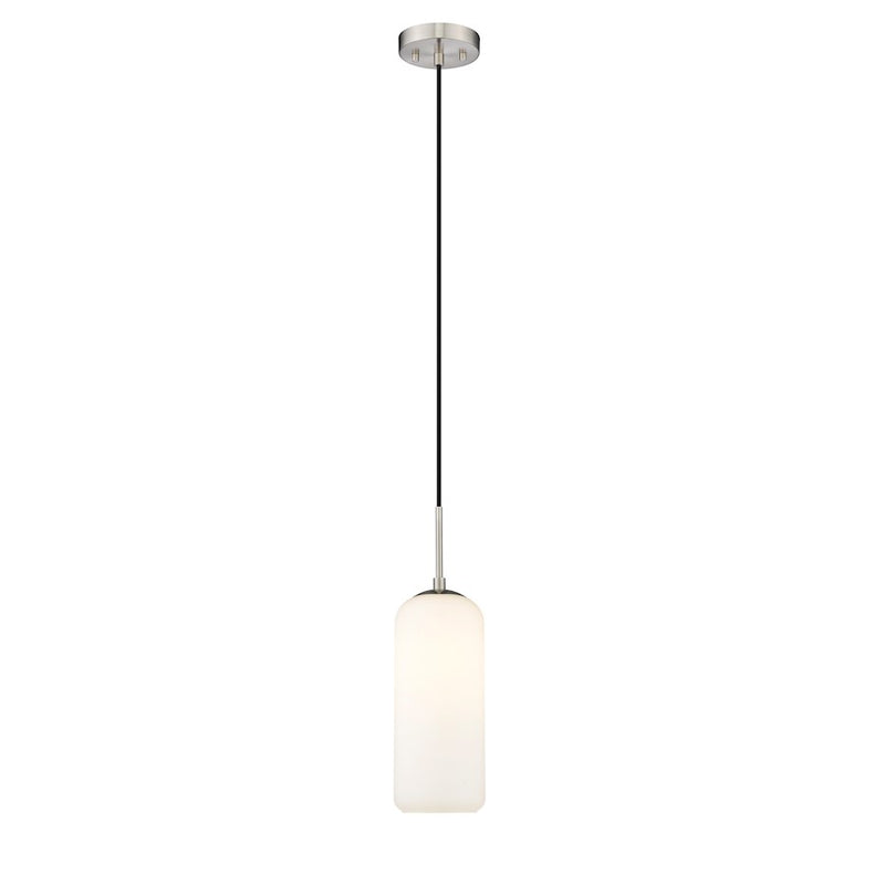 Z-Lite Monty 1 Light 17" Pendant, Nickel/Matte Opal