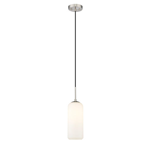 Z-Lite Monty 1 Light 17" Pendant, Nickel/Matte Opal