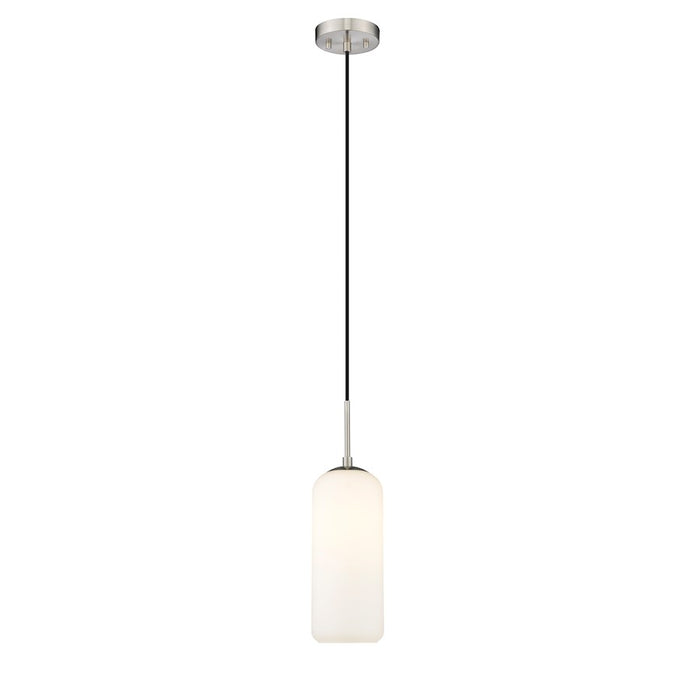 Z-Lite Monty 1 Light 17" Pendant, Nickel/Matte Opal