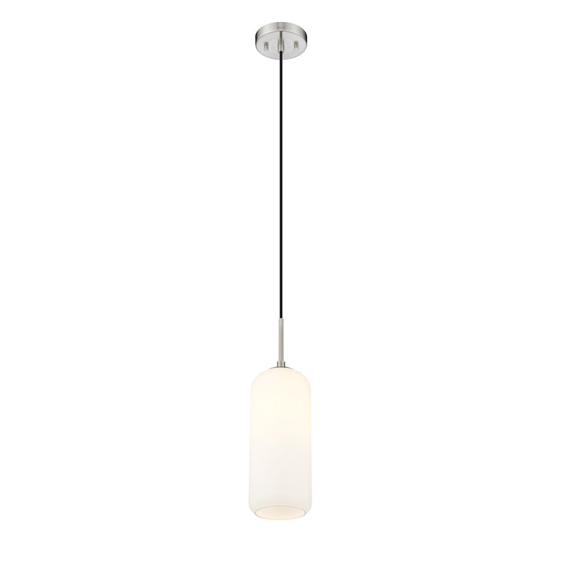 Z-Lite Monty 1 Light 17" Pendant, Nickel/Matte Opal