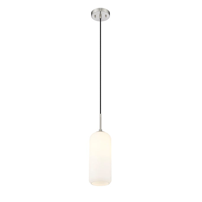 Z-Lite Monty 1 Light 17" Pendant, Nickel/Matte Opal