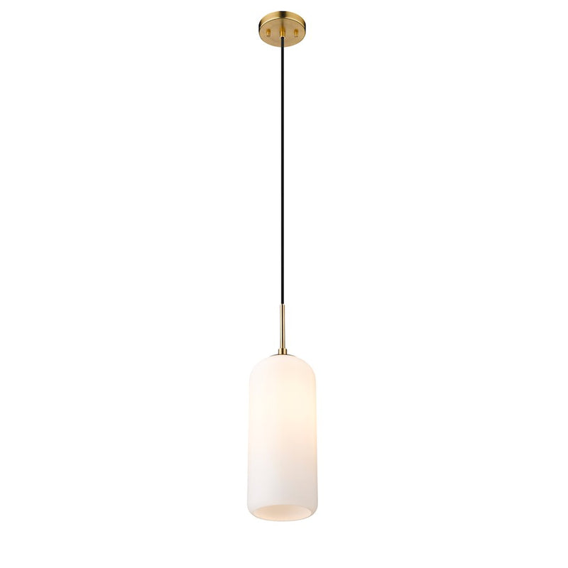Z-Lite Monty 1 Light 17" Pendant, Heritage Brass/Matte Opal