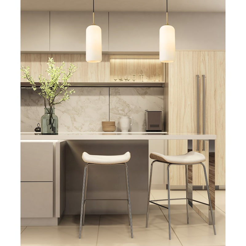 Z-Lite Monty 1 Light 17" Pendant, Heritage Brass/Matte Opal