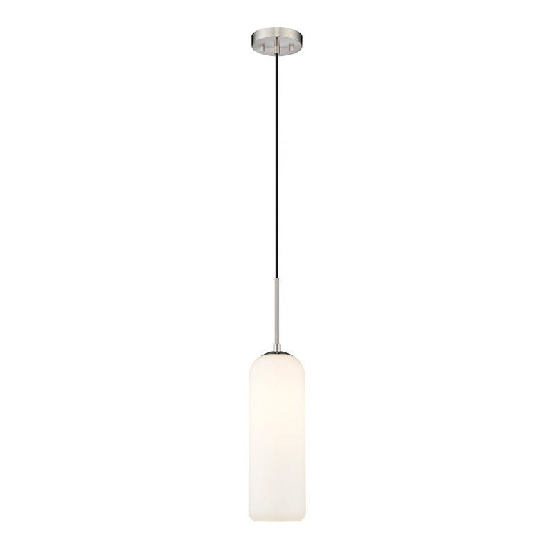 Z-Lite Monty 1 Light 22" Pendant, Nickel/Matte Opal