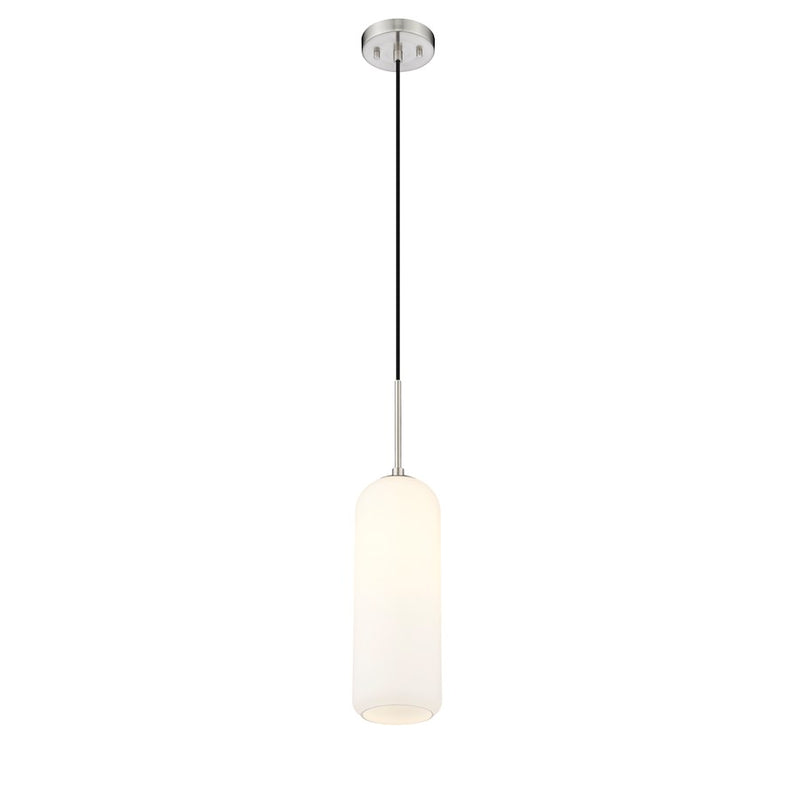 Z-Lite Monty 1 Light 22" Pendant, Nickel/Matte Opal