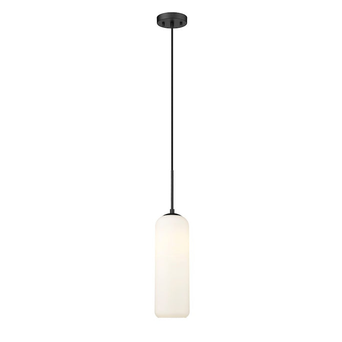 Z-Lite Monty 1 Light 22" Pendant, Matte Black/Opal