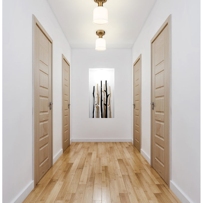 Z-Lite Bryant 1 Light Flush Mount, Heritage Brass/Matte Opal