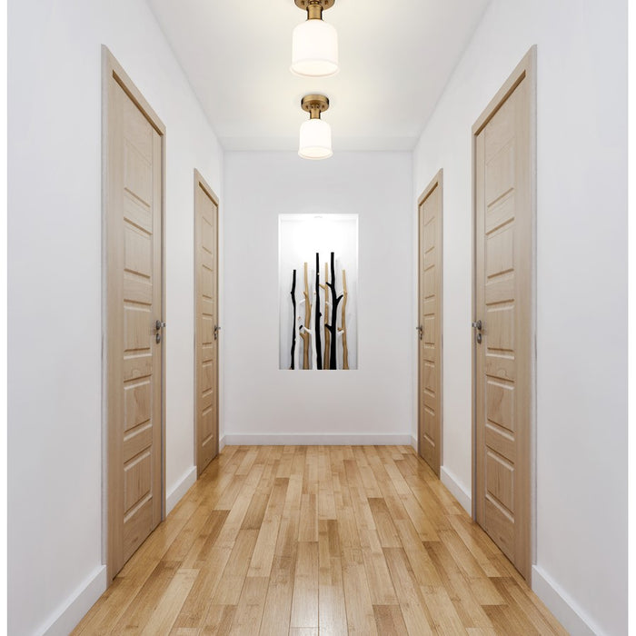Z-Lite Bryant 1 Light Flush Mount, Heritage Brass/Matte Opal