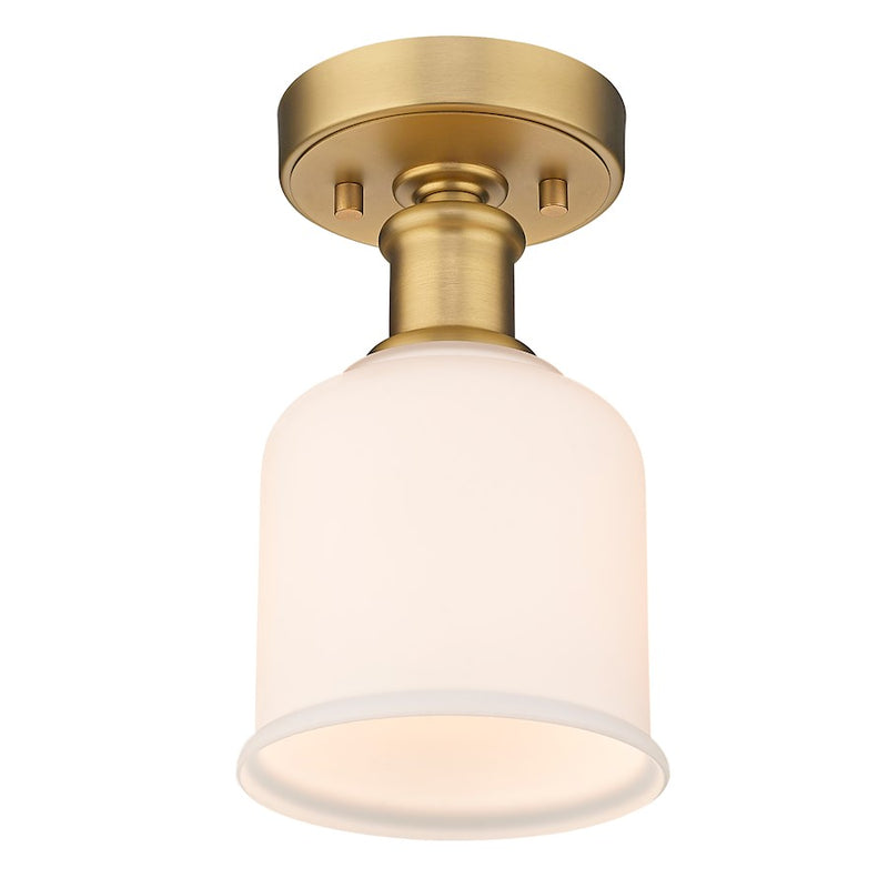 Z-Lite Bryant 1 Light Flush Mount, Heritage Brass/Matte Opal