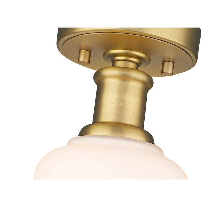 Z-Lite Bryant 1 Light Flush Mount, Heritage Brass/Matte Opal
