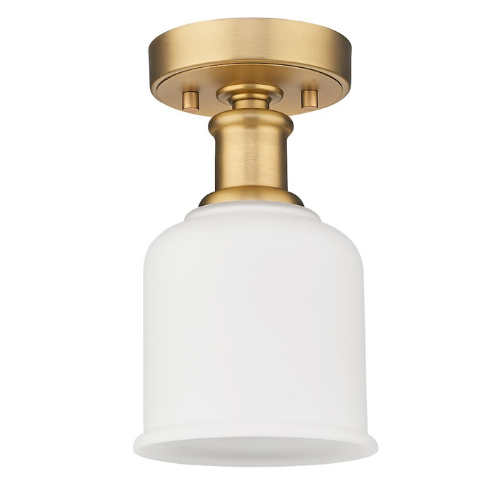 Z-Lite Bryant 1 Light Flush Mount, Heritage Brass/Matte Opal