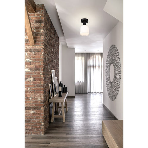 Z-Lite Bryant 1 Light Flush Mount, Matte Black/Matte Opal