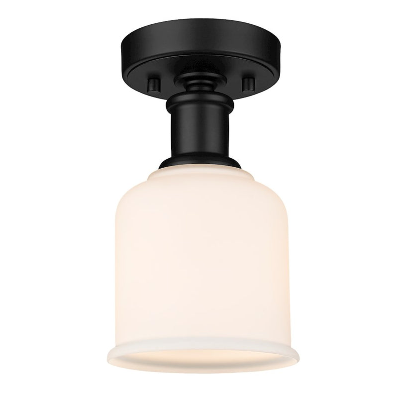 Z-Lite Bryant 1 Light Flush Mount, Matte Black/Matte Opal
