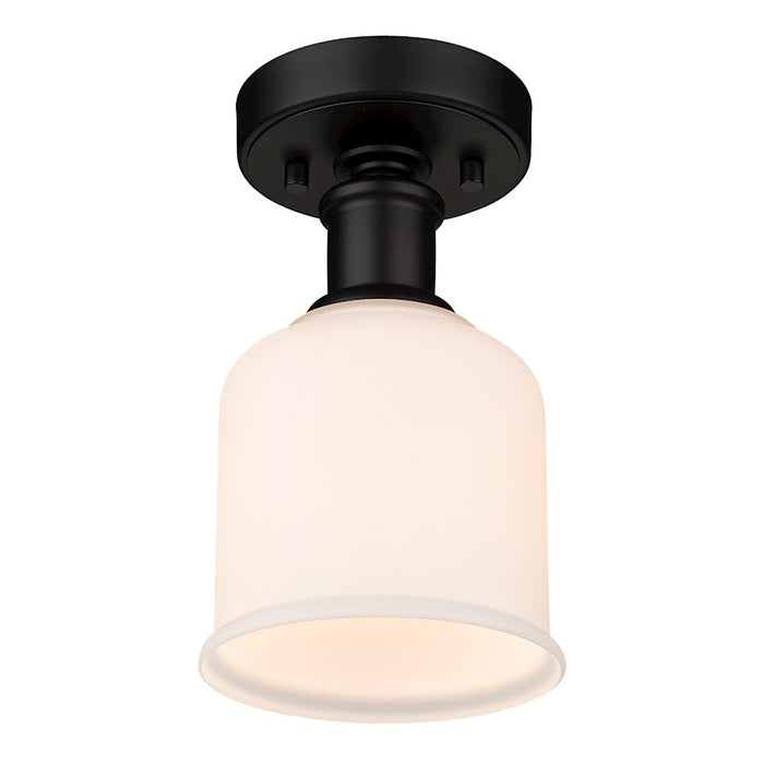 Z-Lite Bryant 1 Light Flush Mount, Matte Black/Matte Opal