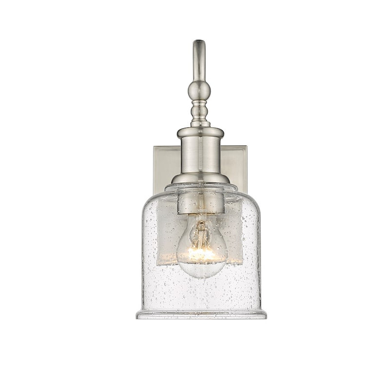 Z-Lite Bryant 1 Light Wall Sconce, Brushed Nickel/Clear Seedy