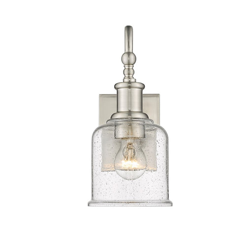Z-Lite Bryant 1 Light Wall Sconce, Brushed Nickel/Clear Seedy