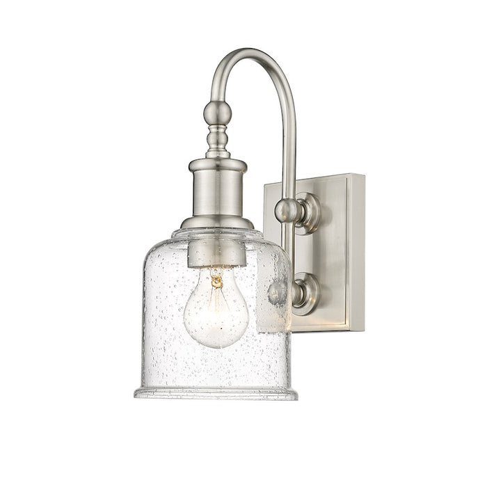 Z-Lite Bryant 1 Light Wall Sconce, Brushed Nickel/Clear Seedy