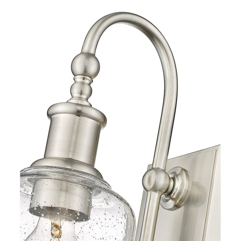 Z-Lite Bryant 1 Light Wall Sconce, Brushed Nickel/Clear Seedy