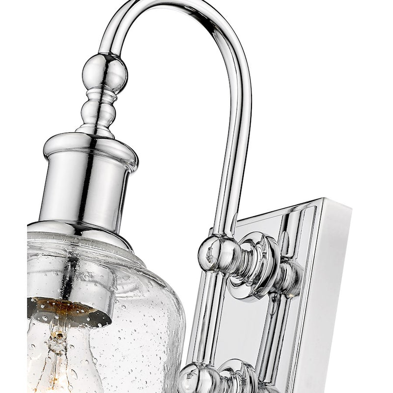 Z-Lite Bryant 1 Light Wall Sconce, Chrome/Clear Seedy