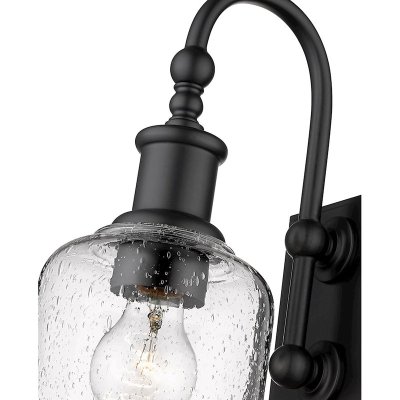 Z-Lite Bryant 1 Light Wall Sconce, Matte Black/Clear Seedy