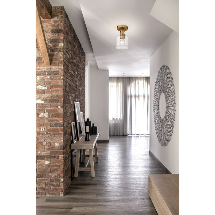Z-Lite Bryant 1 Light Flush Mount, Heritage Brass/Clear Seedy