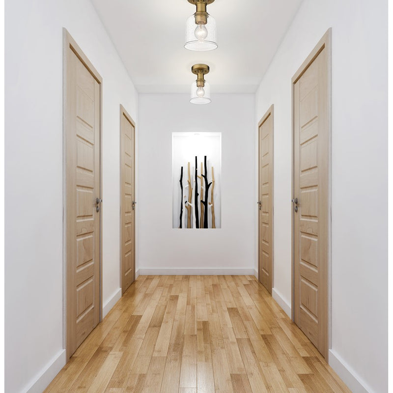 Z-Lite Bryant 1 Light Flush Mount, Heritage Brass/Clear Seedy