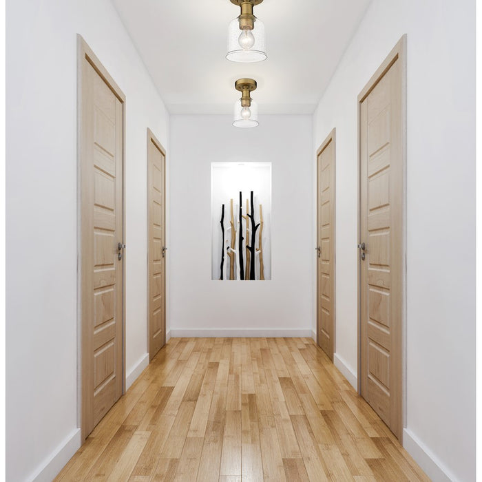 Z-Lite Bryant 1 Light Flush Mount, Heritage Brass/Clear Seedy