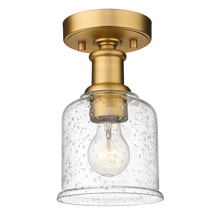 Z-Lite Bryant 1 Light Flush Mount, Heritage Brass/Clear Seedy