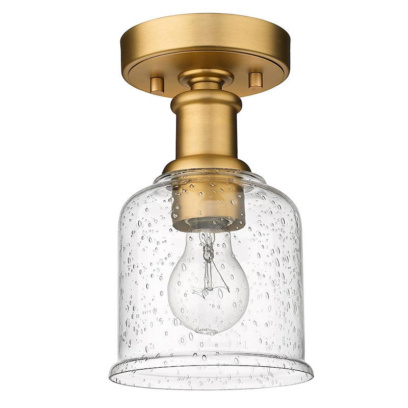 Z-Lite Bryant 1 Light Flush Mount, Heritage Brass/Clear Seedy