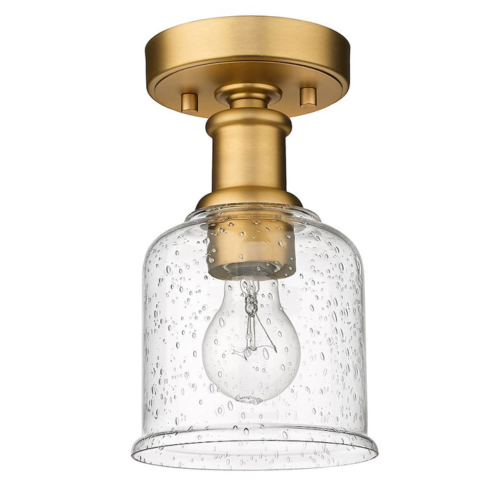 Z-Lite Bryant 1 Light Flush Mount, Heritage Brass/Clear Seedy