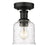 Z-Lite Bryant 1 Light Flush Mount, Matte Black/Clear Seedy - 734F1-MB
