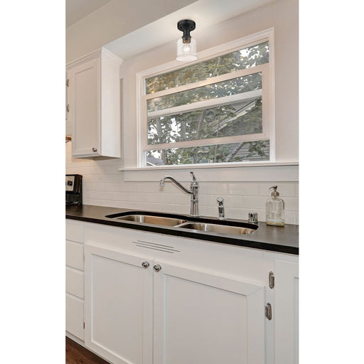 Z-Lite Bryant 1 Light Flush Mount, Matte Black/Clear Seedy