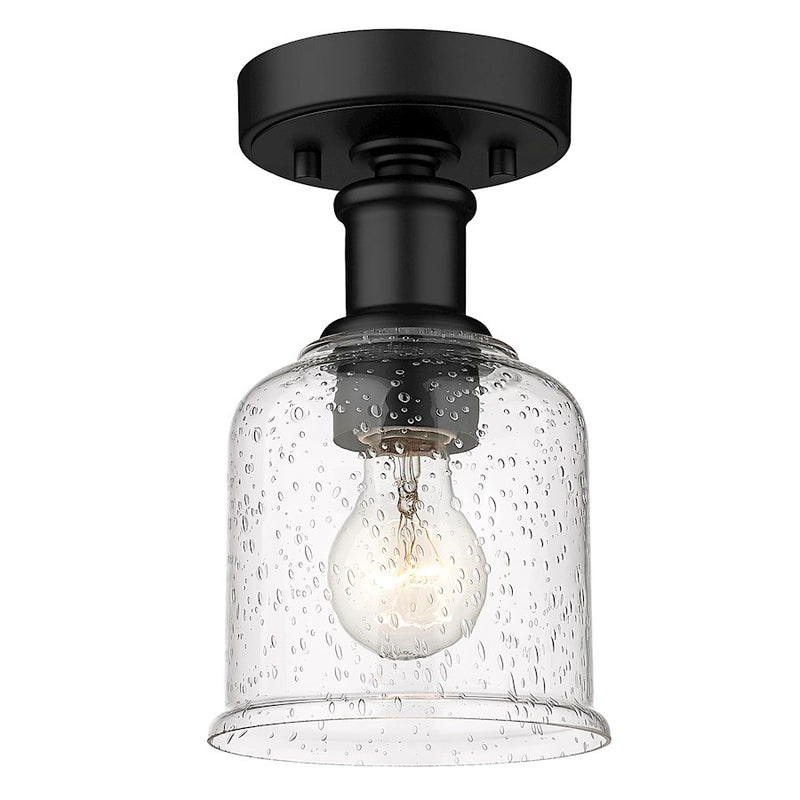 Z-Lite Bryant 1 Light Flush Mount, Matte Black/Clear Seedy