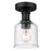 Z-Lite Bryant 1 Light Flush Mount, Matte Black/Clear Seedy