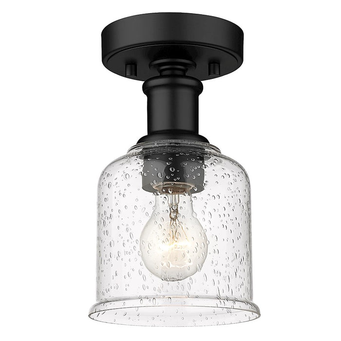 Z-Lite Bryant 1 Light Flush Mount, Matte Black/Clear Seedy