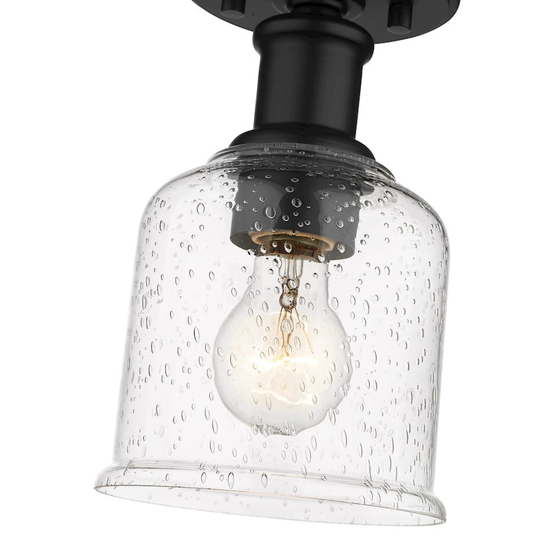 Z-Lite Bryant 1 Light Flush Mount, Matte Black/Clear Seedy