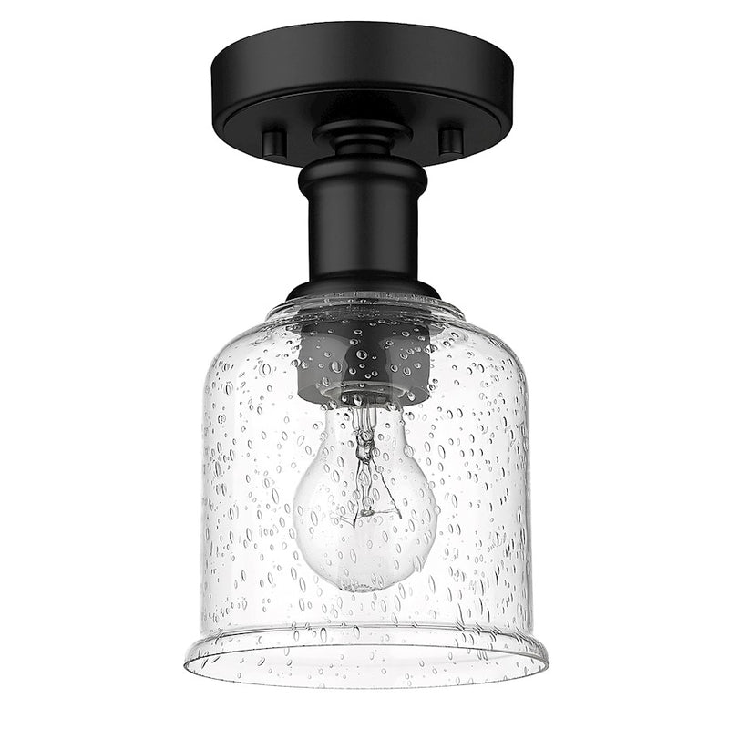 Z-Lite Bryant 1 Light Flush Mount, Matte Black/Clear Seedy