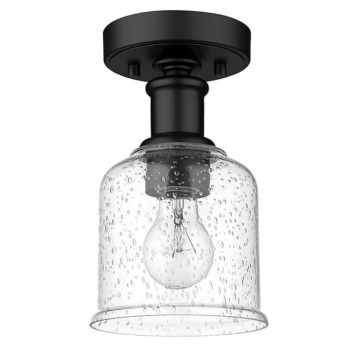 Z-Lite Bryant 1 Light Flush Mount, Matte Black/Clear Seedy