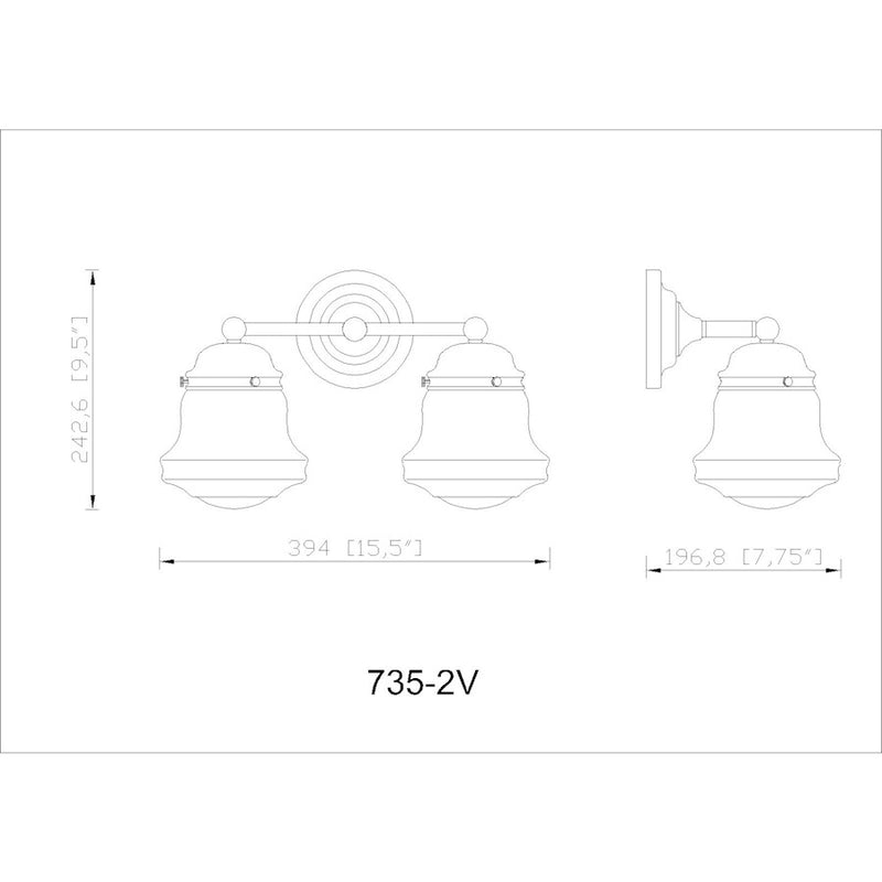 Z-Lite Vaughn 2 Light Vanity, Chrome/Matte Opal