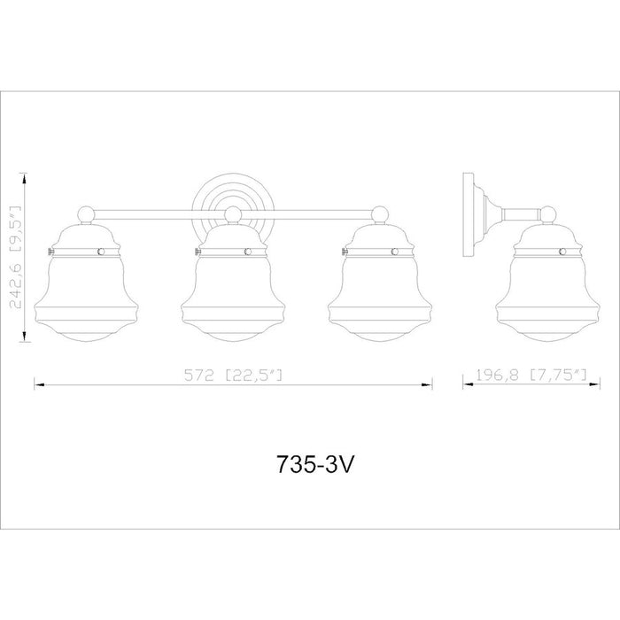 Z-Lite Vaughn 3 Light Vanity, Chrome/Matte Opal