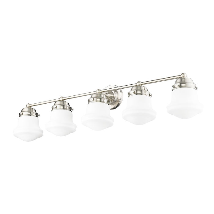 Z-Lite Vaughn 5 Light Vanity, Brushed Nickel/Matte Opal