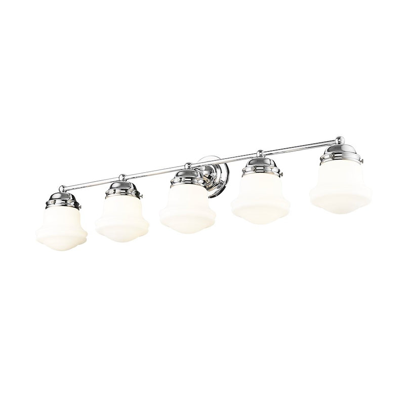 Z-Lite Vaughn 5 Light Vanity, Chrome/Matte Opal