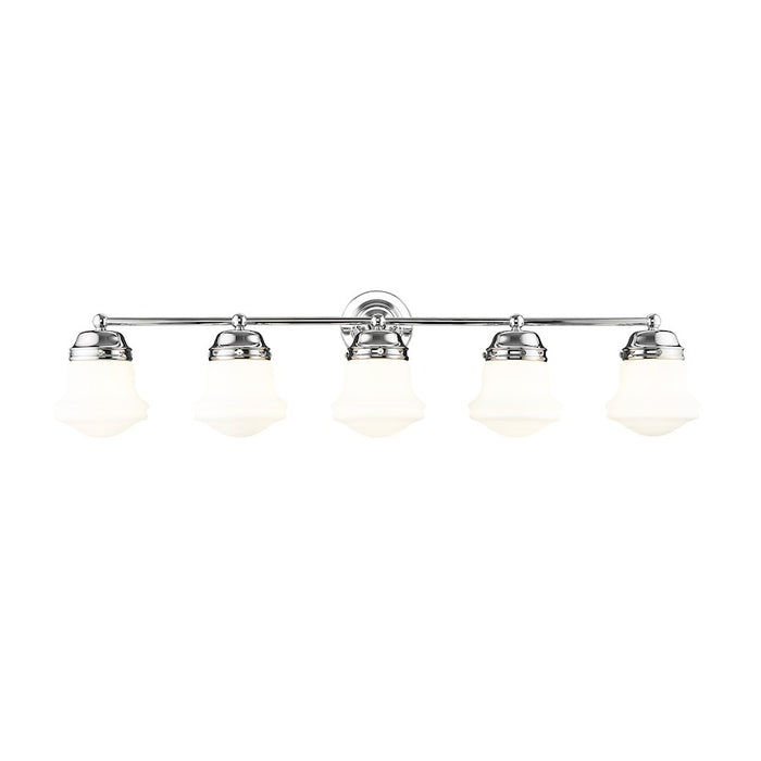 Z-Lite Vaughn 5 Light Vanity, Chrome/Matte Opal