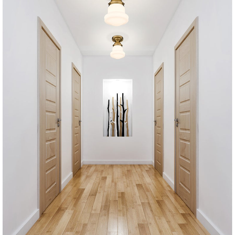 Z-Lite Vaughn 1 Light 9" Flush Mount, Heritage Brass/Matte Opal